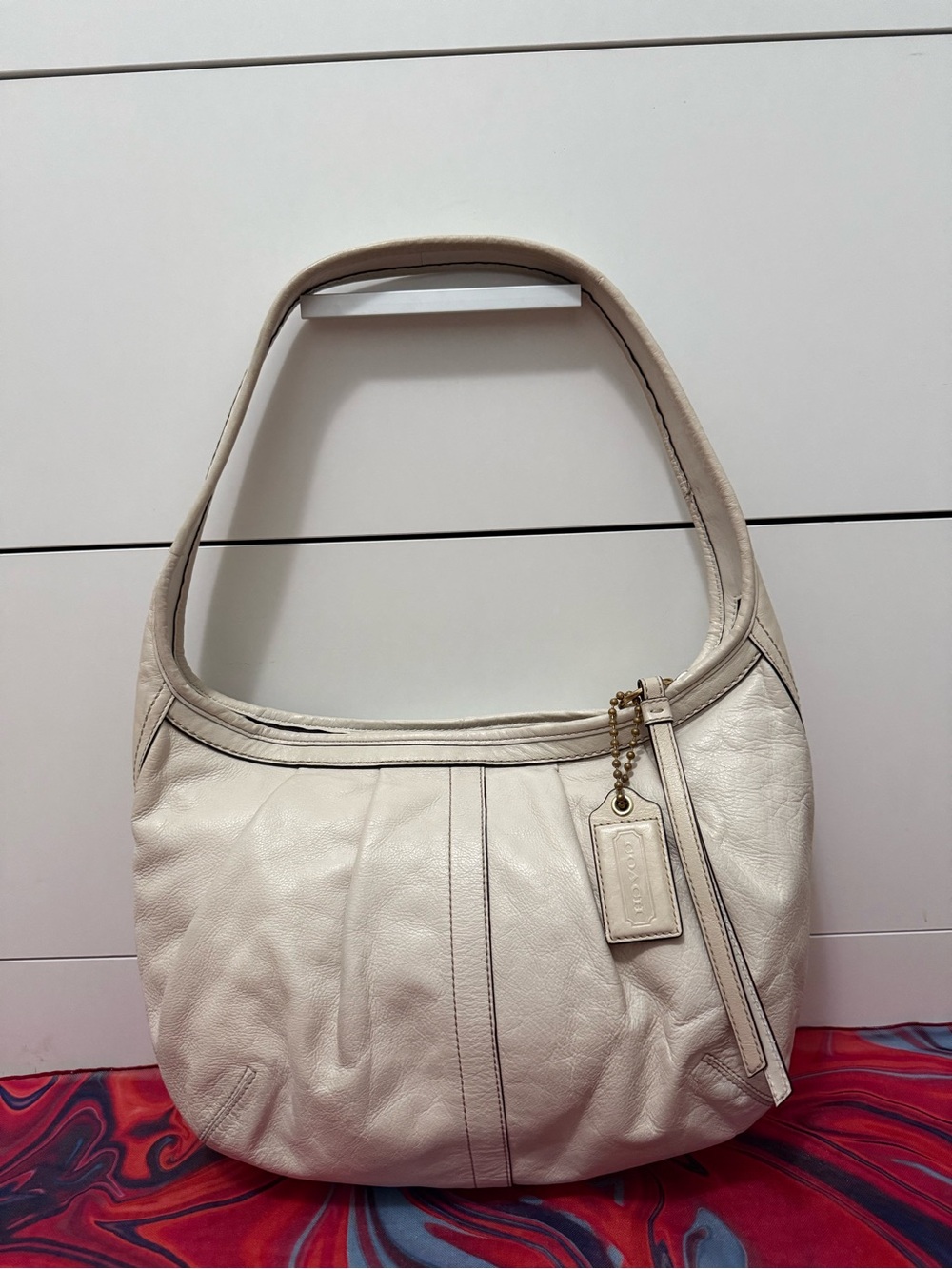 Vintage Y2K Coach Ergo Pleated Parchment Leather Slouchy Hobo Bag